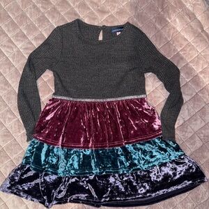 Andy & Evan Multicolor Velvet Kids Dress